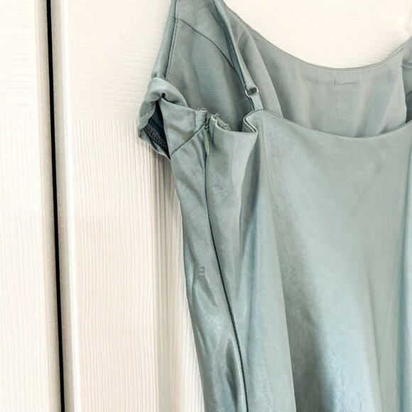 NWT Billy J Celina Steel Blue Satin Midi Dress Women’s AU 6 / US 2 Side Slit - Picture 9 of 12